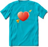 Valentijn Hart T-Shirt | Grappig Valentijnsdag Cadeautje voor Hem en Haar | Dames - Heren - Unisex | Kleding Cadeau | - Blauw - XXL