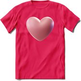 Valentijn Hart T-Shirt | Grappig Valentijnsdag Cadeautje voor Hem en Haar | Dames - Heren - Unisex | Kleding Cadeau | - Roze - XL