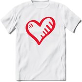 Valentijn Hart T-Shirt | Grappig Valentijnsdag Cadeautje voor Hem en Haar | Dames - Heren - Unisex | Kleding Cadeau | - Wit - S