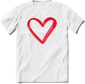 Valentijn Hart T-Shirt | Grappig Valentijnsdag Cadeautje voor Hem en Haar | Dames - Heren - Unisex | Kleding Cadeau | - Wit - M