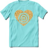 Valentijn Goud Hart T-Shirt | Grappig Valentijnsdag Cadeautje voor Hem en Haar | Dames - Heren - Unisex | Kleding Cadeau | - Licht Blauw - M