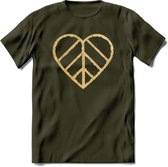 Valentijn Goud Hart T-Shirt | Grappig Valentijnsdag Cadeautje voor Hem en Haar | Dames - Heren - Unisex | Kleding Cadeau | - Leger Groen - M