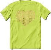 Valentijn Goud Hart T-Shirt | Grappig Valentijnsdag Cadeautje voor Hem en Haar | Dames - Heren - Unisex | Kleding Cadeau | - Groen - L