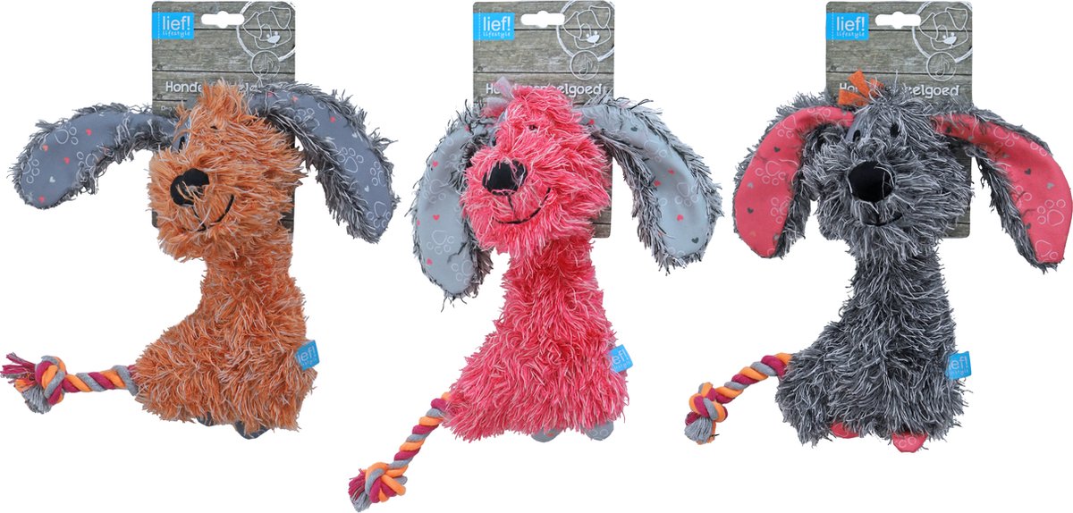 lief! Girls Hondenspeelgoed - Teckel met piep - 25 cm - 1 STUK assorti