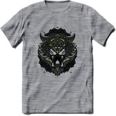 Tijger - Dieren Mandala T-Shirt | Groen | Grappig Verjaardag Zentangle Dierenkop Cadeau Shirt | Dames - Heren - Unisex | Wildlife Tshirt Kleding Kado | - Donker Grijs - Gemaleerd -