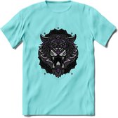 Tijger - Dieren Mandala T-Shirt | Paars | Grappig Verjaardag Zentangle Dierenkop Cadeau Shirt | Dames - Heren - Unisex | Wildlife Tshirt Kleding Kado | - Licht Blauw - M