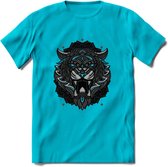 Tijger - Dieren Mandala T-Shirt | Lichtblauw | Grappig Verjaardag Zentangle Dierenkop Cadeau Shirt | Dames - Heren - Unisex | Wildlife Tshirt Kleding Kado | - Blauw - L