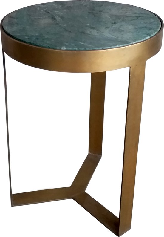 Table basse ou table d'appoint | CT - Glennis Marbre Or Vert | 40 cm | marbre | acier