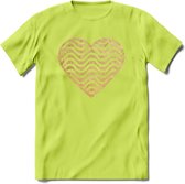 Valentijn Goud Hart T-Shirt | Grappig Valentijnsdag Cadeautje voor Hem en Haar | Dames - Heren - Unisex | Kleding Cadeau | - Groen - XXL