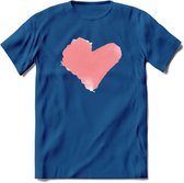 Valentijn Pastel waterverf Hart T-Shirt | Grappig Valentijnsdag Cadeautje voor Hem en Haar | Dames - Heren - Unisex | Kleding Cadeau | - Donker Blauw - S