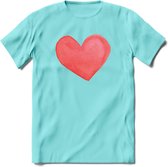 Valentijn Pastel waterverf Hart T-Shirt | Grappig Valentijnsdag Cadeautje voor Hem en Haar | Dames - Heren - Unisex | Kleding Cadeau | - Licht Blauw - XXL