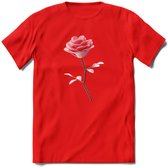 Valentijn roos Hart T-Shirt | Grappig Valentijnsdag Cadeautje voor Hem en Haar | Dames - Heren - Unisex | Kleding Cadeau | - Rood - S