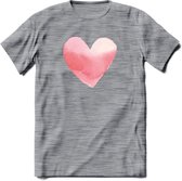 Valentijn Pastel waterverf Hart T-Shirt | Grappig Valentijnsdag Cadeautje voor Hem en Haar | Dames - Heren - Unisex | Kleding Cadeau | - Donker Grijs - Gemaleerd - S