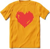 Valentijn Hart T-Shirt | Grappig Valentijnsdag Cadeautje voor Hem en Haar | Dames - Heren - Unisex | Kleding Cadeau | - Geel - XL