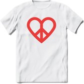 Valentijn Hart T-Shirt | Grappig Valentijnsdag Cadeautje voor Hem en Haar | Dames - Heren - Unisex | Kleding Cadeau | - Wit - 3XL