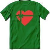 Valentijn Hart T-Shirt | Grappig Valentijnsdag Cadeautje voor Hem en Haar | Dames - Heren - Unisex | Kleding Cadeau | - Donker Groen - 3XL