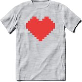 Valentijn Hart T-Shirt | Grappig Valentijnsdag Cadeautje voor Hem en Haar | Dames - Heren - Unisex | Kleding Cadeau | - Licht Grijs - Gemaleerd - L