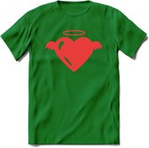 Valentijn Hart T-Shirt | Grappig Valentijnsdag Cadeautje voor Hem en Haar | Dames - Heren - Unisex | Kleding Cadeau | - Donker Groen - S