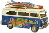 Tinnen model - Flower Power Surf Bus - Klassieke hippie auto - 14,7 cm hoog