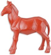Resin beeld - Polygoon figuur paard - Rood sculptuur - 23,5 cm hoog