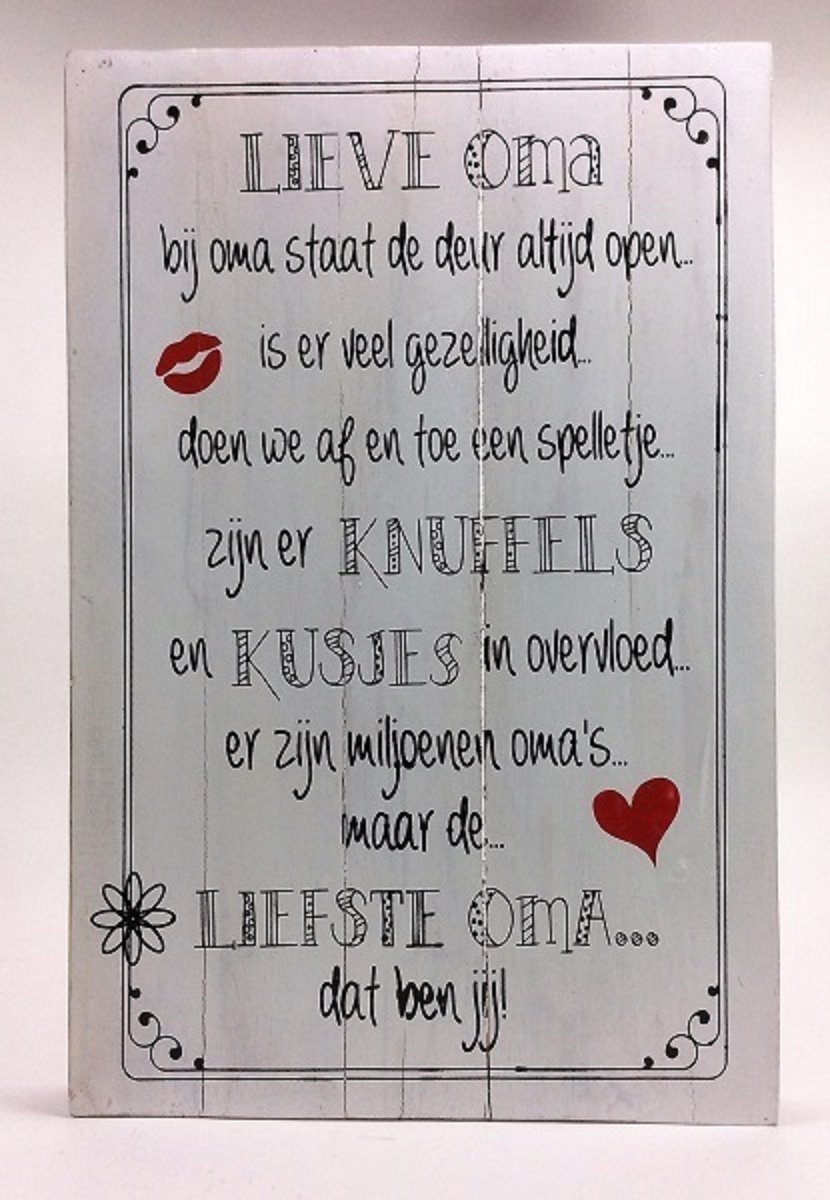 Tekstbord 40x60 cm rand "Lieve Oma"