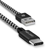 Dux Ducis Woven USB-C Male to USB Female kabel - 25cm - Black