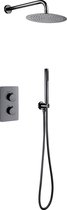 Klea Inbouw Regendouche Thermostatische Met Wandarm En 25cm Gunmetal Grijs