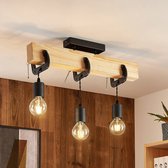Lindby - plafondlamp - 3 lichts - hout, ijzer - H: 39 cm - E27 - hout eiken, metaal