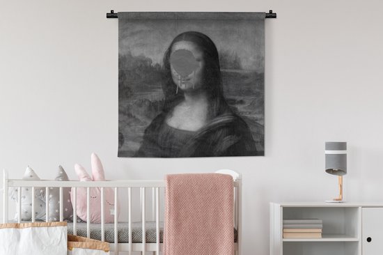 Tapisserie - Tapisserie - Mona Lisa - Leonardo de Vinci - Zwart - Wit - 90x90 cm - Tapisserie