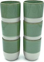 Lavandoux - Mokken - Steengoed - Reactief Glazuur - Groen - 300 ml - set van 6