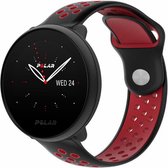 Siliconen Smartwatch bandje - Geschikt voor  Polar Ignite 2 sport band - zwart/rood - Strap-it Horlogeband / Polsband / Armband