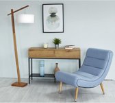 Staande lamp met houten poten - Witte stoffen kap - L 72 x D 47 x H 176 cm - MILANO