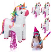 Relaxdays 4x pinata eenhoorn - unicorn - piñata - verjaardag - kinderen - meisjes