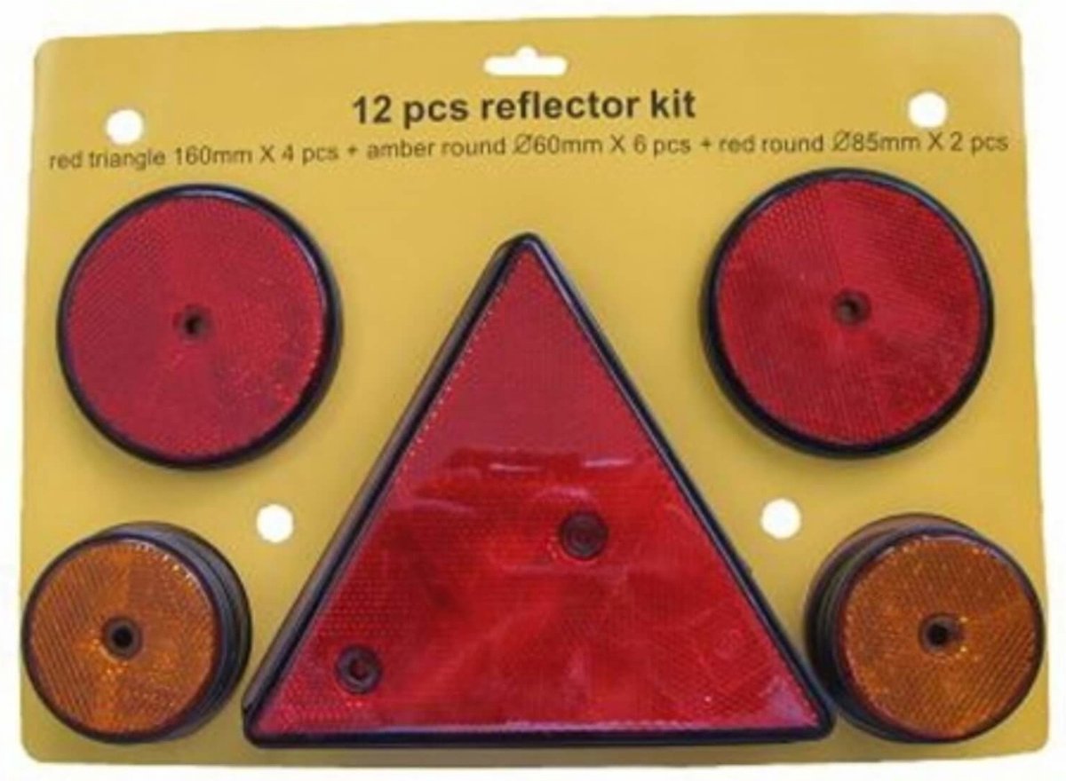 Dragon-Tools Aanhanger Reflectoren - Rond & Driehoek - Rood - 12 delig