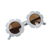 Maesy - kinderzonnebril Sunny - bloem zonnebril voor kinderen - peuters - jongens en meisjes - UV400 bescherming - hippe retro bril rond - licht blauw