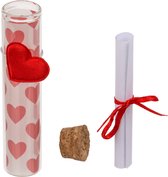 Valentijn hartjes flesje van glas met boodschap 11 cm - Valentijnsdag cadeau versiering