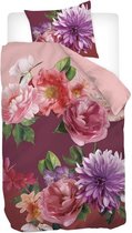 Snoozing Pink Flower - Flanel - Dekbedovertrek - Eenpersoons - 140x200/220 cm - Zacht Rose