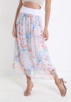 Franse kleurrijke luchtige rok, boho jurk GROEN kleur, elastische band en kant maat 38-42