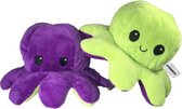 Octopus Knuffel - -Mood Knuffel - Blij en Boos - Taupe - Groen - Roze - Octopus Knuffel Omkeerbaar - Verjaardag Cadeau - Inktvis - Octopus Mood Knuffel - Omkeerbaar - Emotie Knuffe