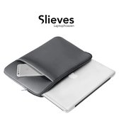 Slieves - Laptophoes - 15.6 inch - Laptop Sleeve - Schok Resistent - met Opbergvak - Neoprene - Grijs