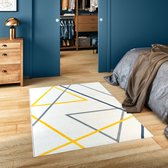INSPIRE - Rechthoekig vloerkleed LUCIE - grijs/geel - met geometrisch patroon - slaapkamertapijt - woonkamertapijt - laagpolig tapijt - zacht - 1500g/m² - 9 mm x B.160 cm x L.230 c