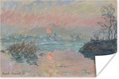 Poster Sunset on the seine at lavacourt - Schilderij van Claude Monet - 30x20 cm