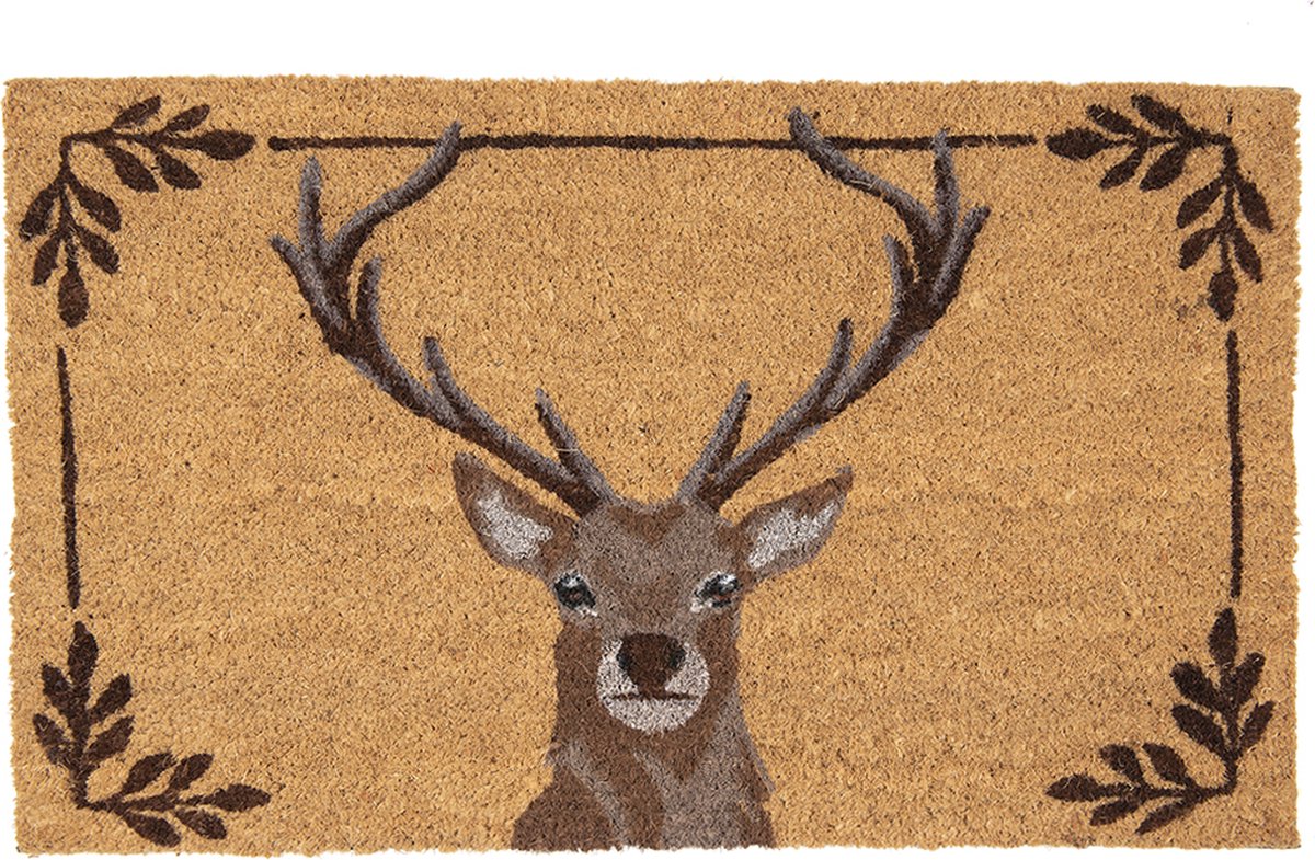 Clayre & Eef Deurmat 75x45 cm Bruin Kokos Hert