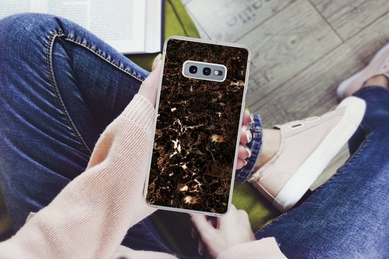 Coque Samsung Galaxy S10e - Marbre - Zwart - Or - Siliconen
