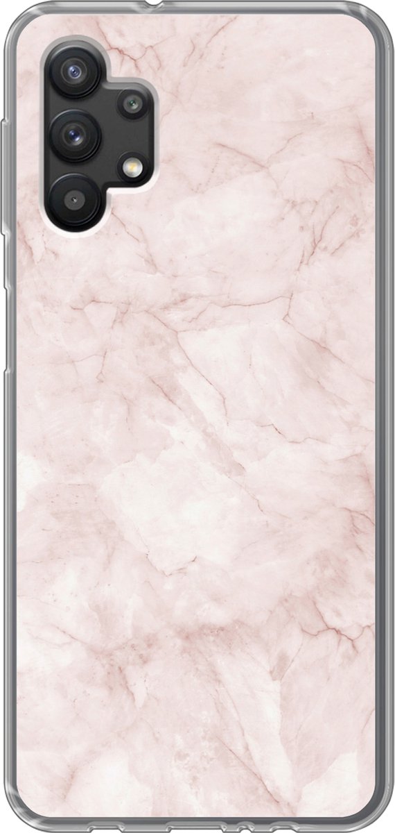 Telefoonhoesje Geschikt voor Samsung Galaxy A32 5G hoesje - Marmer print - Rosé - Chic - Siliconen Telefoonhoesje Telefoonhoesje