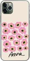 Geschikt voor iPhone 11 Pro Max hoesje - Bloemen - Roze - Ghana - Siliconen Telefoonhoesje
