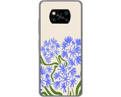 Xiaomi Poco X3 Pro - Bloem - Blauw - Feuille - Simple - Coque de téléphone en Siliconen