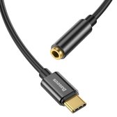 Baseus L54 Audio adapter USB C naar 3.5mm Audio Jack (met DAC-chip) Aluminium - koptelefoon adapter - geschikt voor Samsung en Android apparaten