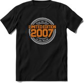2007 Limited Edition Ring T-Shirt | Zilver - Goud | Grappig Verjaardag en Feest Cadeau Shirt | Dames - Heren - Unisex | Tshirt Kleding Kado | - Zwart - S