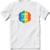 Love Is Love | Pride T-Shirt | Grappig LHBTIQ+ / LGBTQ / Gay / Homo / Lesbi Cadeau Shirt | Dames - Heren - Unisex | Tshirt Kleding Kado | - Wit - 3XL